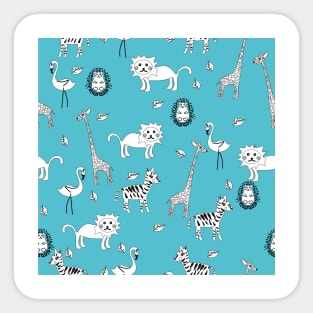 Cute African Animals Pattern Seamless Sticker